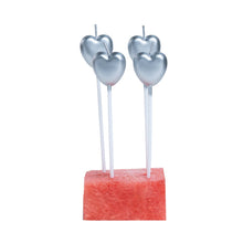 Heart-Shaped Birthday Candles (Gold/Silver/Red)- Pack of 4