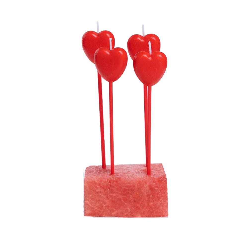 Heart-Shaped Birthday Candles (Gold/Silver/Red)- Pack of 4