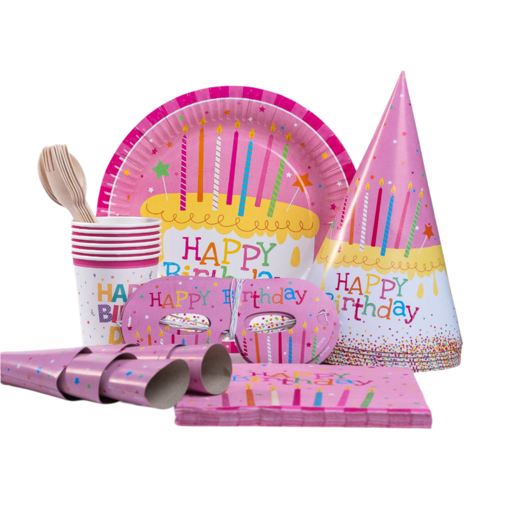 Blue/Pink Happy Birthday Party Set – Eco Edition