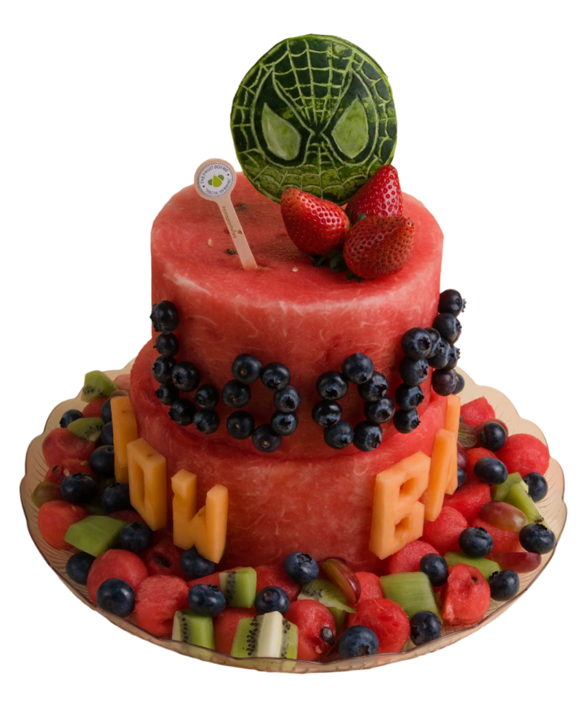 2-Tier Spider-Man Logo Watermelon Cake
