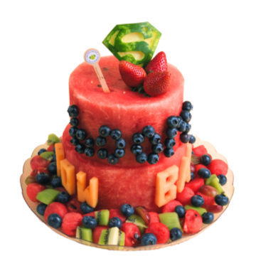 2-Tier Superman Logo Watermelon Cake