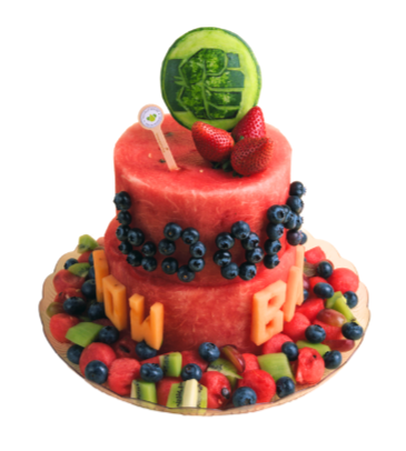 2-Tier Hulk Logo Watermelon Cake