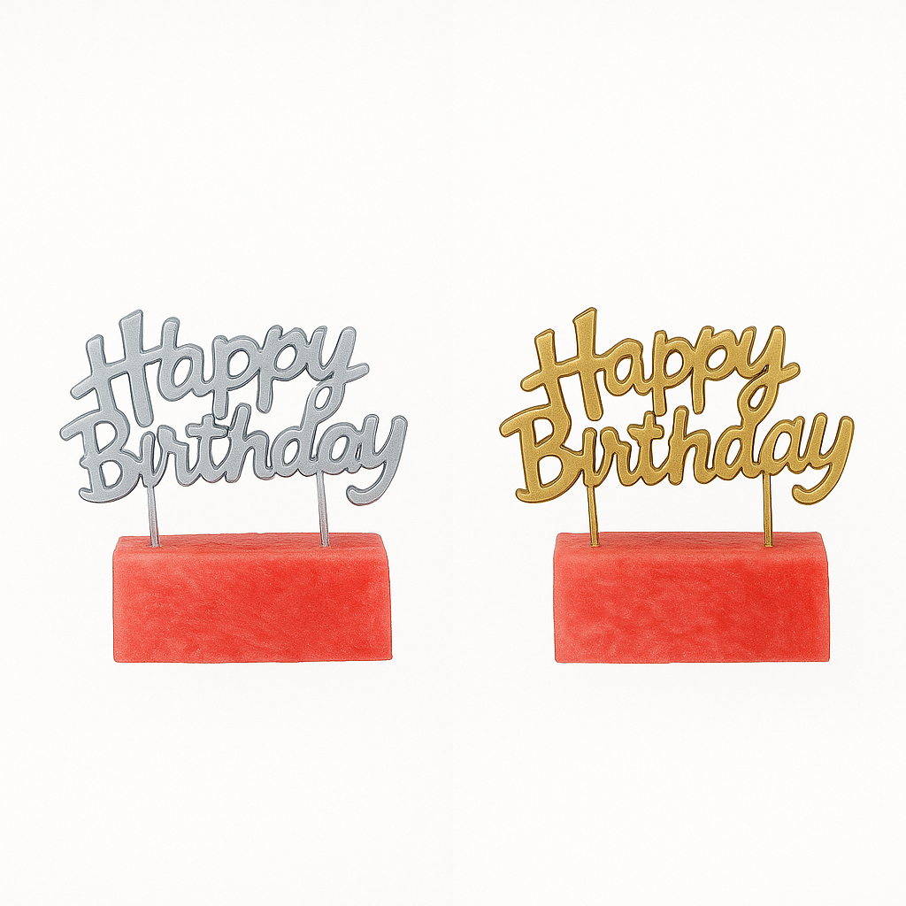 Happy Birthday (Gold/Silver) Cake Topper