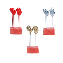 Heart-Shaped Birthday Candles (Gold/Silver/Red)- Pack of 4